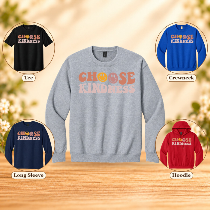 Choose Kindness | Positive Retro T-Shirt, Long Sleeve, Crewneck & Hoodie