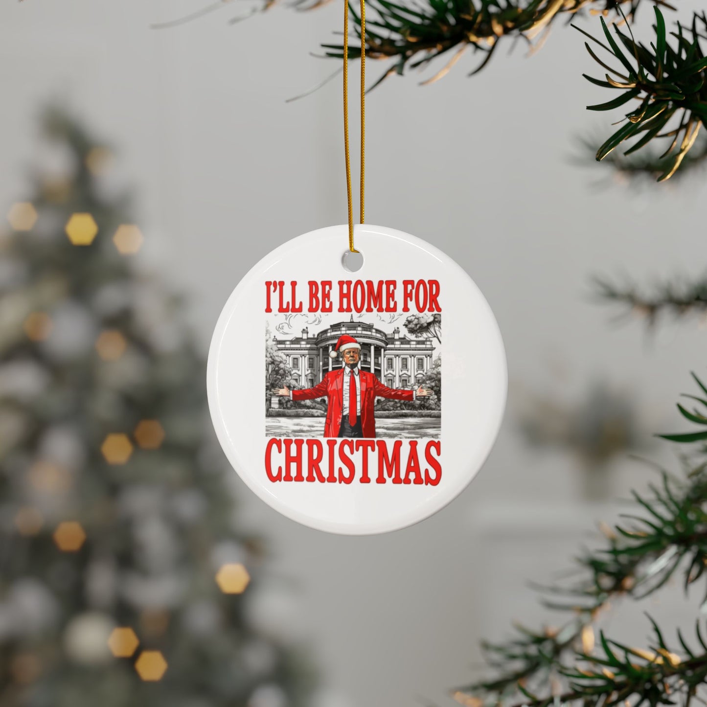 I'll Be Home For Christmas - Red Whitehouse Ornament