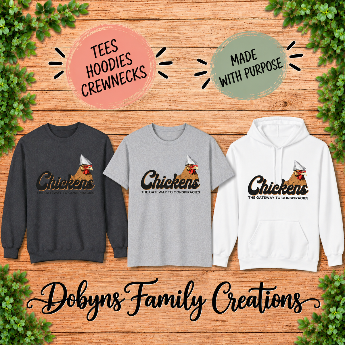 Chickens The Gateway to Conspiracies Funny Chicken Shirt, Crewneck & Hoodie