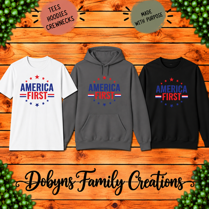 America First | Patriotic Shirt, Crewneck & Hoodie