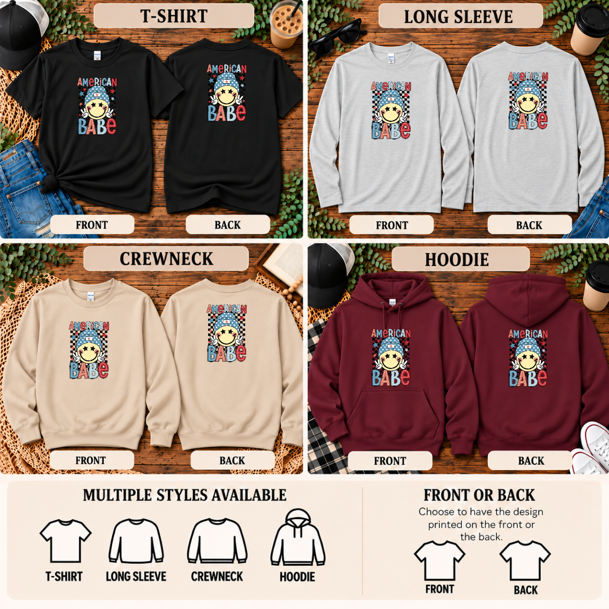 American Babe | Patriotic T-Shirt, Long Sleeve, Crewneck & Hoodie