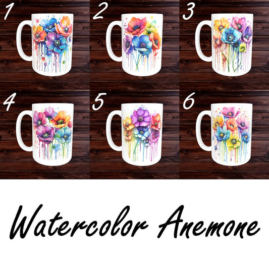 Watercolor Anemone Mugs