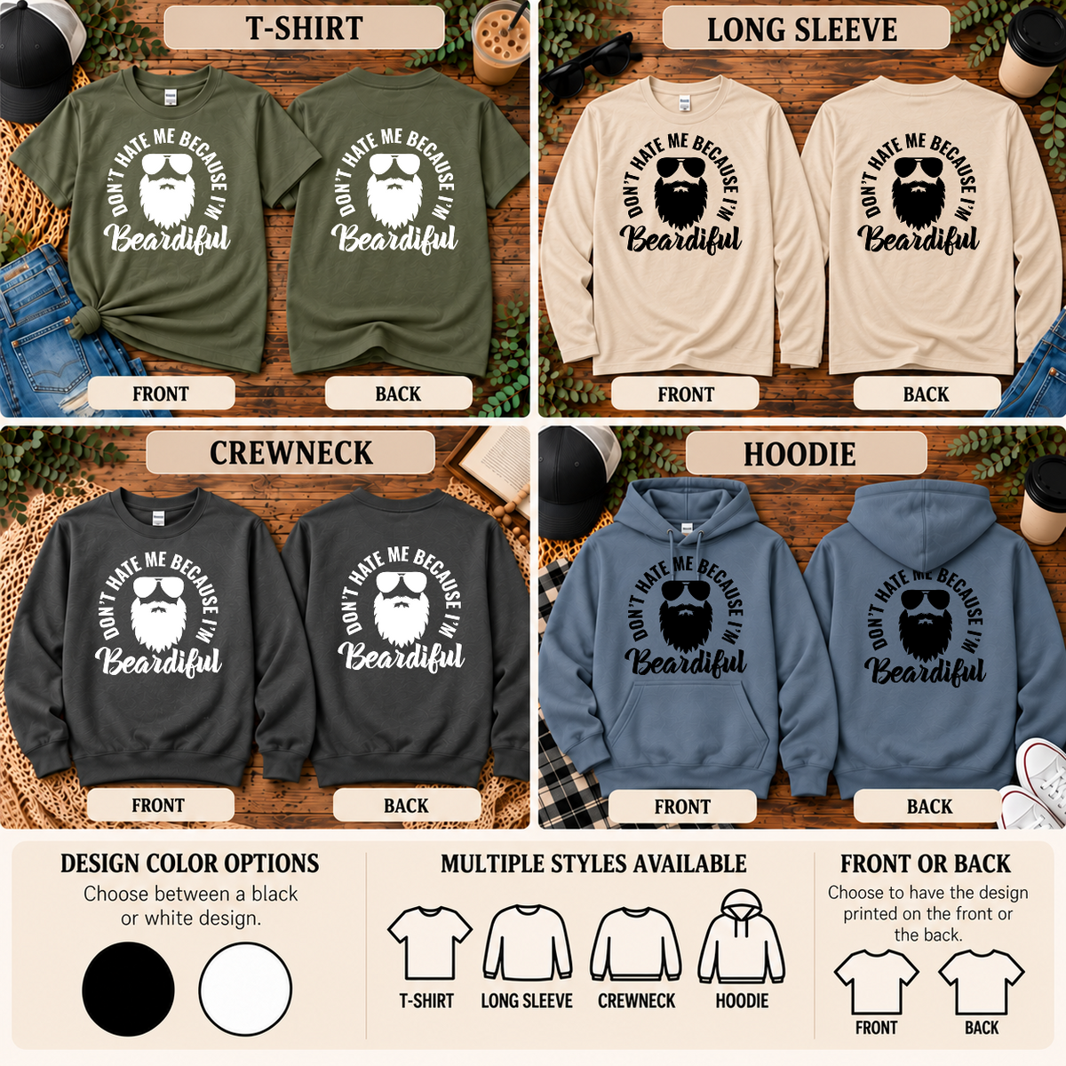 Don't Hate Me Because I'm Beardiful Shirt | Funny Beard Apparel
