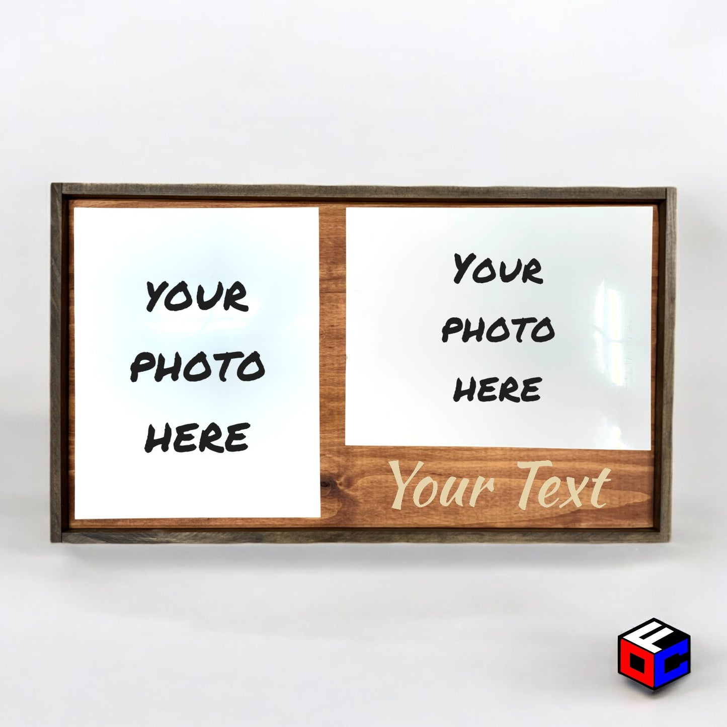 Personalized 11" x 14" Double Metal Photo in Magnetic Shadow Frame with Custom Engraving