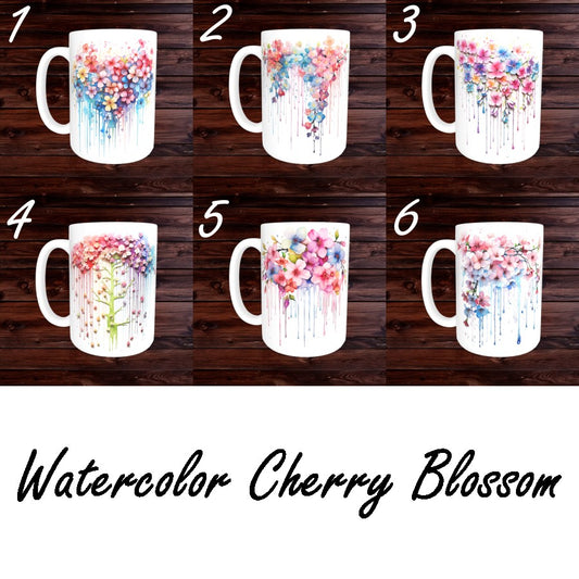 Watercolor Cherry Blossom Mugs