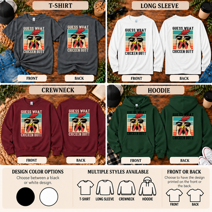 Guess What Chicken Butt Shirt | Funny Chicken Graphic Apparel