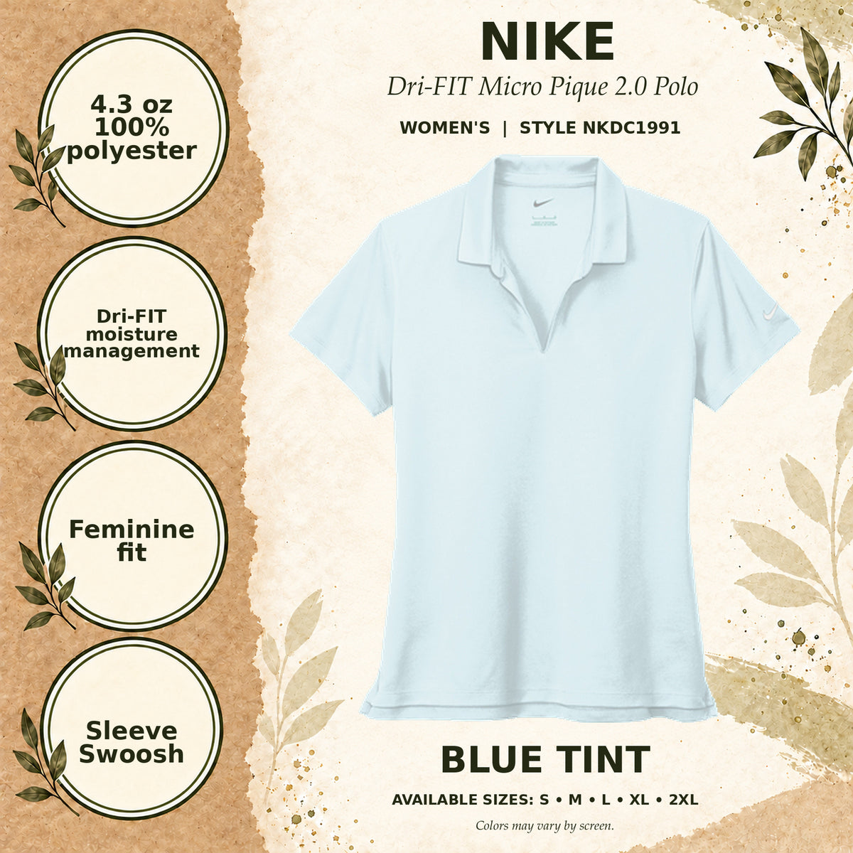 Nike Dri-FIT Micro Pique 2.0 Women's Polo — Blue Tint, fabric and garment details