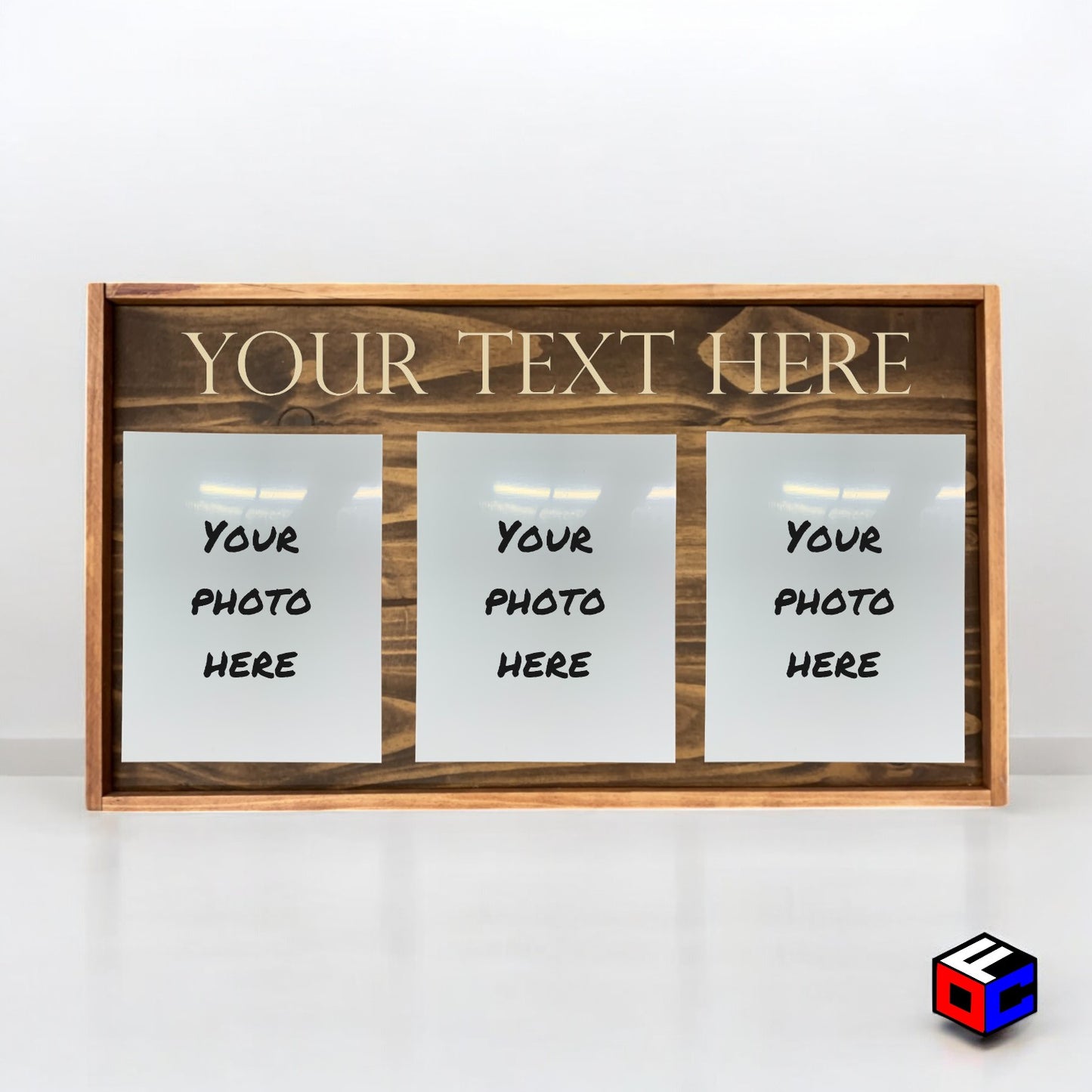 Personalized Triple Small Metal Photo in Magnetic Shadow Frame with Custom Engraving - Personalized Gift - Wall Art