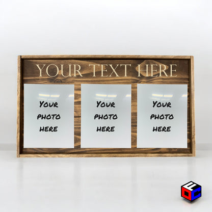 Personalized Triple Small Metal Photo in Magnetic Shadow Frame with Custom Engraving - Personalized Gift - Wall Art