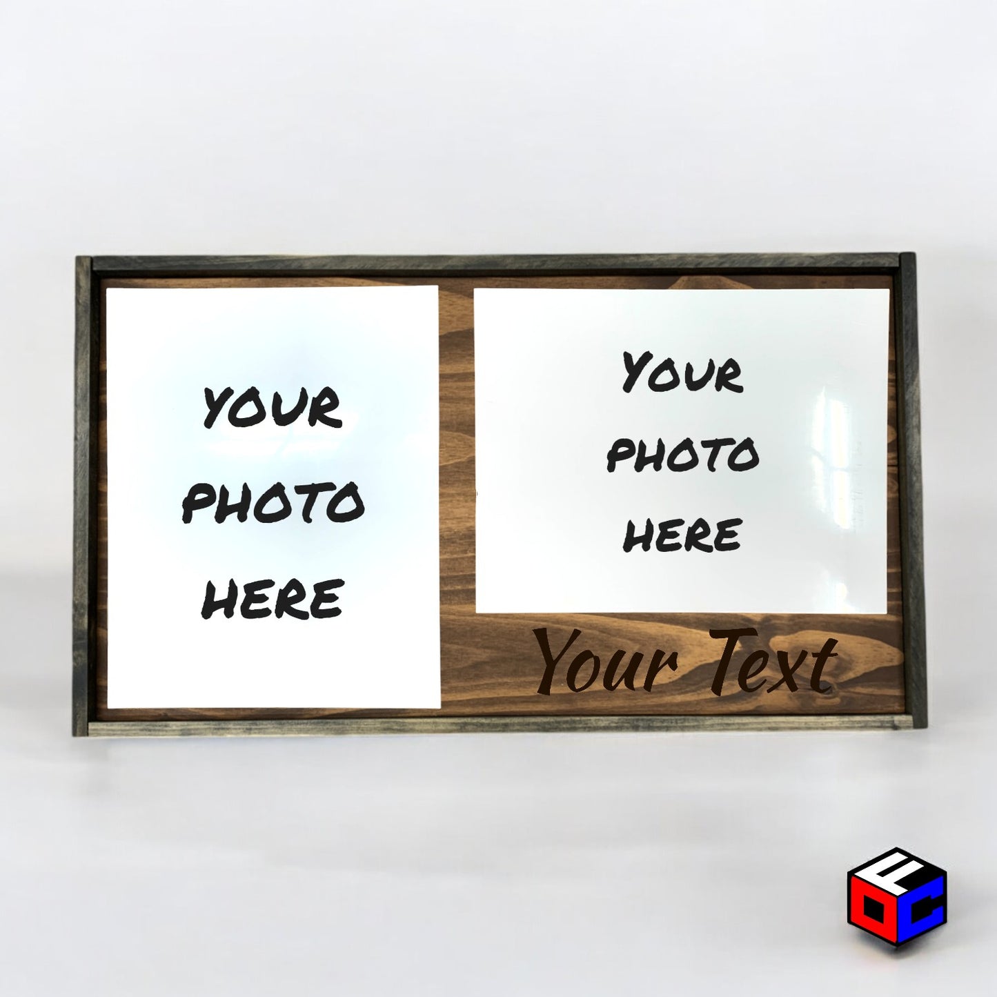 Personalized 11" x 14" Double Metal Photo in Magnetic Shadow Frame with Custom Engraving