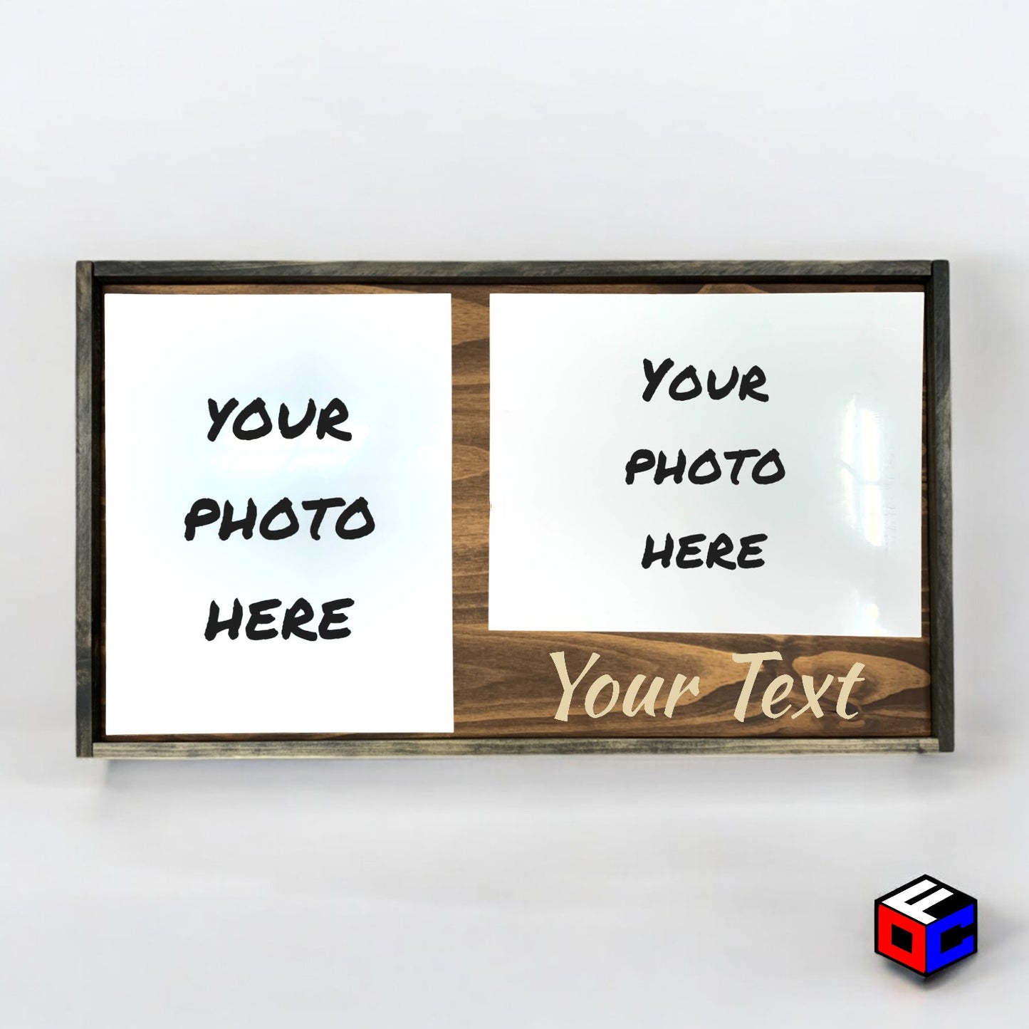 Personalized 11" x 14" Double Metal Photo in Magnetic Shadow Frame with Custom Engraving