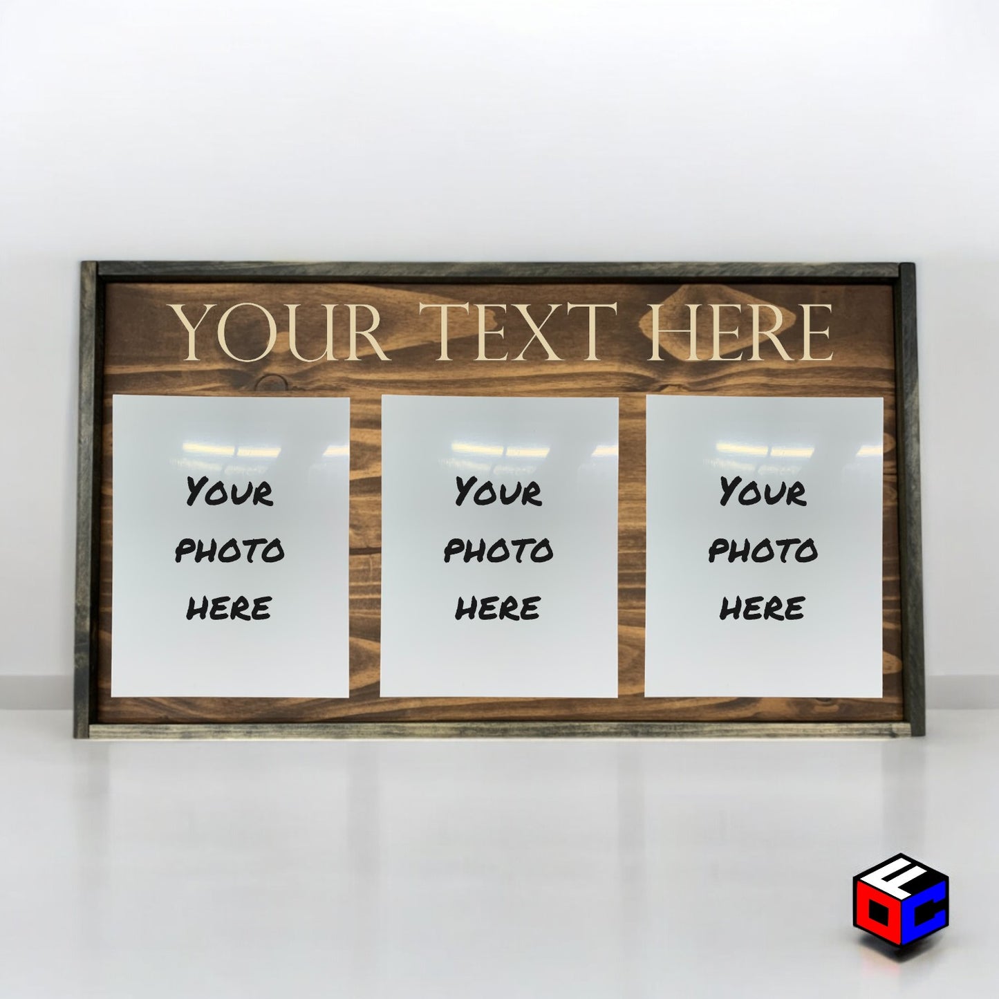 Personalized Triple Small Metal Photo in Magnetic Shadow Frame with Custom Engraving - Personalized Gift - Wall Art