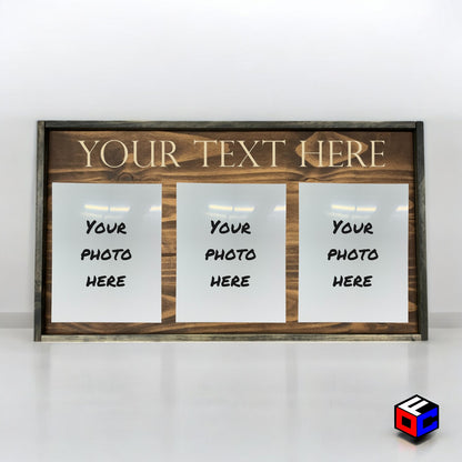 Personalized Triple Small Metal Photo in Magnetic Shadow Frame with Custom Engraving - Personalized Gift - Wall Art