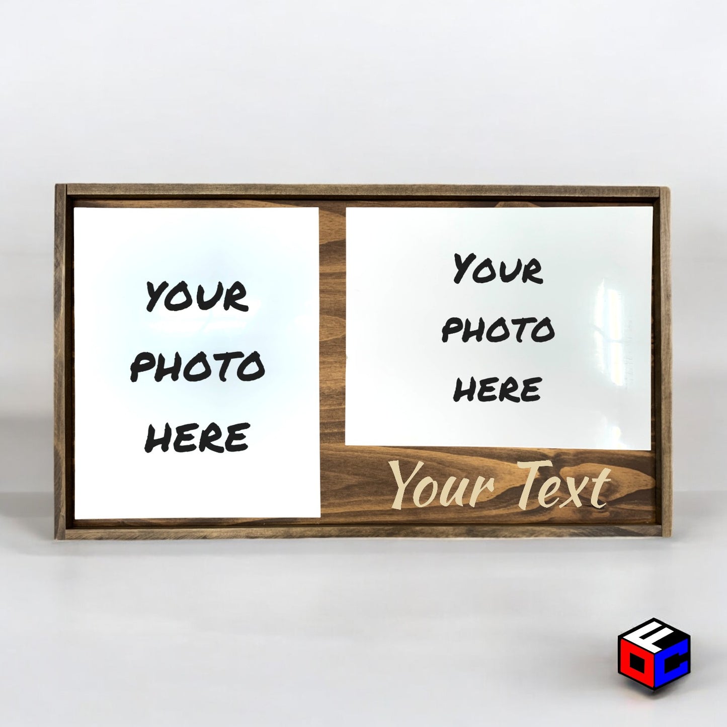 Personalized 11" x 14" Double Metal Photo in Magnetic Shadow Frame with Custom Engraving