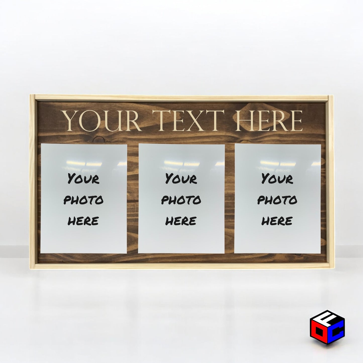Personalized Triple Small Metal Photo in Magnetic Shadow Frame with Custom Engraving - Personalized Gift - Wall Art
