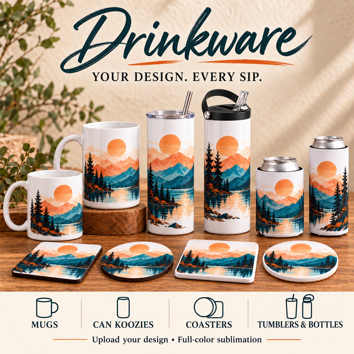 Custom Drinkware – Personalized Mugs, Tumblers, Water Bottles, Can Coolers & Coasters