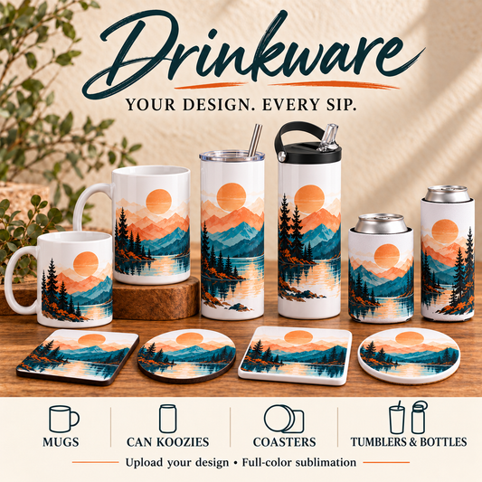 Custom Drinkware – Personalized Mugs, Tumblers, Water Bottles, Can Coolers & Coasters