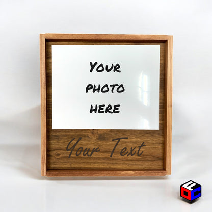 Personalized Horizontal Small Metal Photo in Magnetic Shadow Frame with Custom Engraving - Personalized Gift - Wall Art