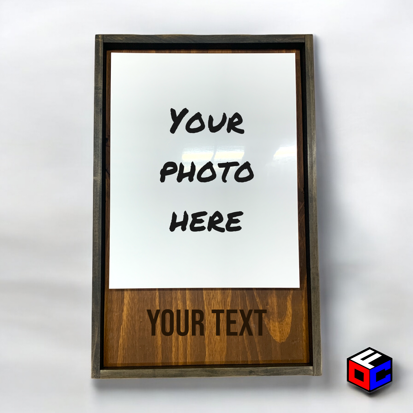 Personalized 8" x 10" Vertical Metal Photo in Magnetic Shadow Frame with Custom Engraving