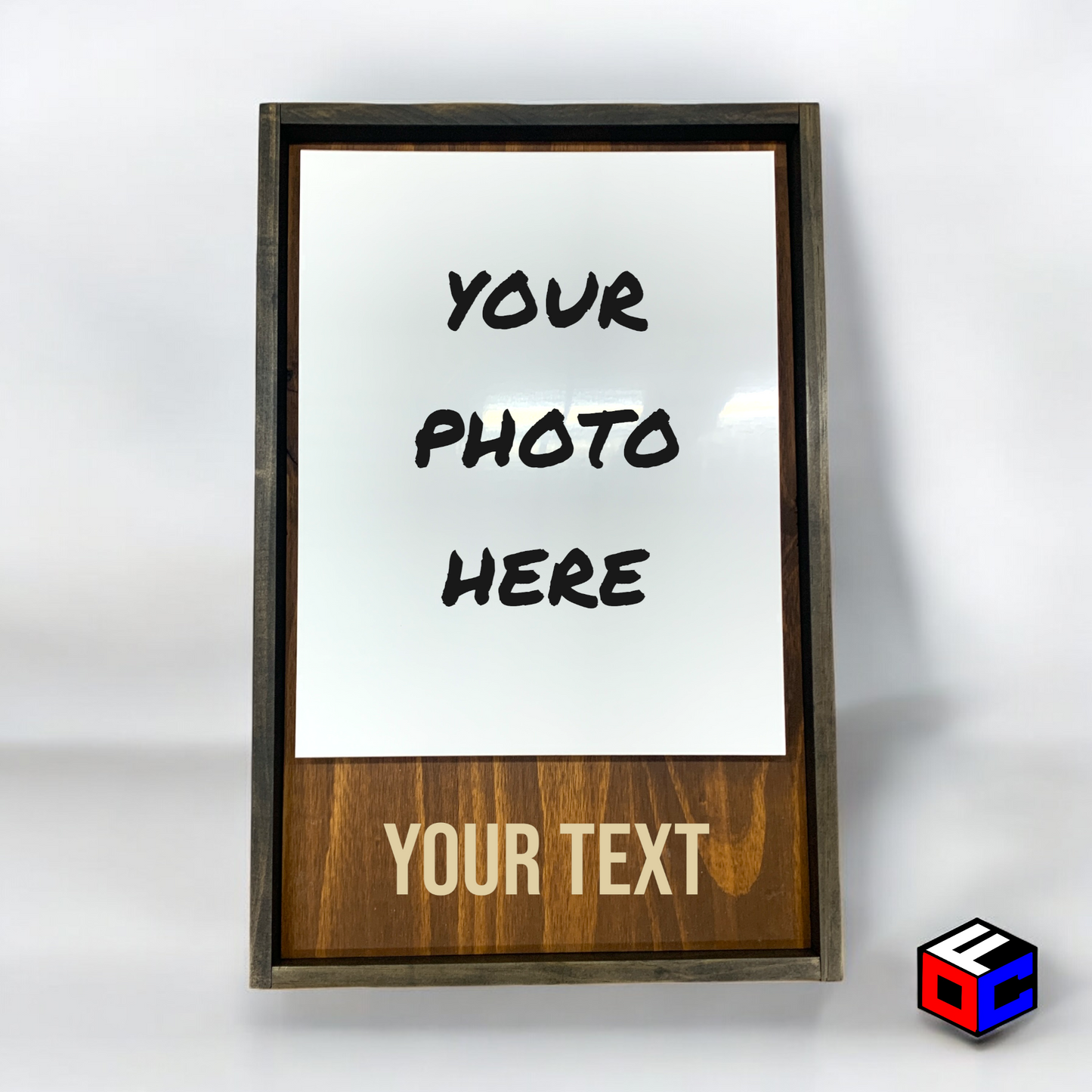 Personalized 8" x 10" Vertical Metal Photo in Magnetic Shadow Frame with Custom Engraving