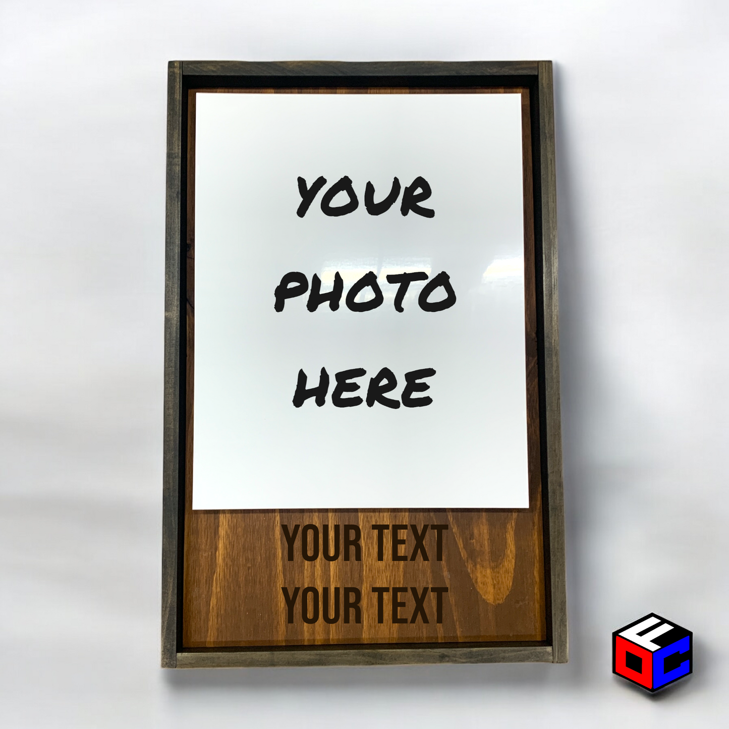 Personalized 11" x 14" Vertical Metal Photo in Magnetic Shadow Frame with Custom Engraving