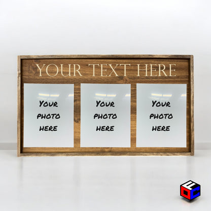 Personalized Triple Small Metal Photo in Magnetic Shadow Frame with Custom Engraving - Personalized Gift - Wall Art