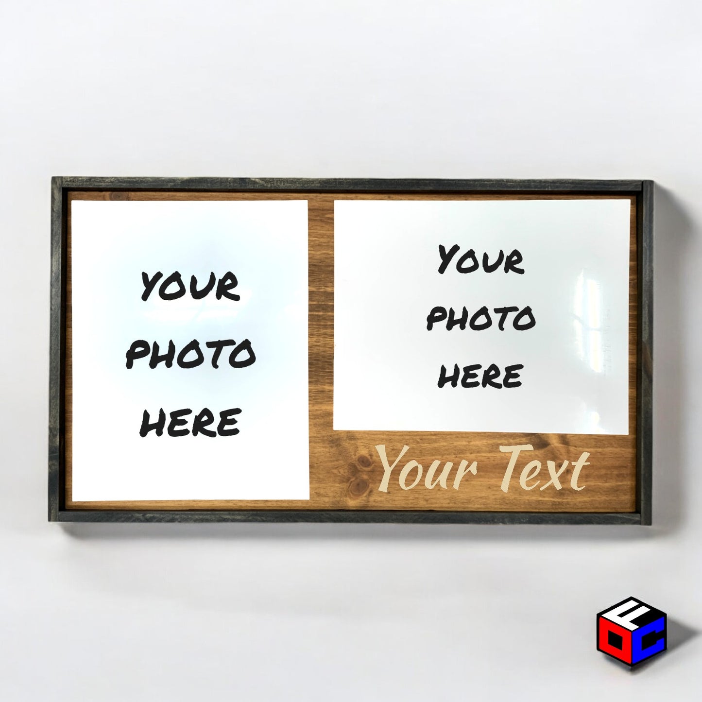 Personalized 11" x 14" Double Metal Photo in Magnetic Shadow Frame with Custom Engraving