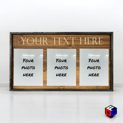 Personalized Triple Small Metal Photo in Magnetic Shadow Frame with Custom Engraving - Personalized Gift - Wall Art