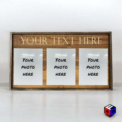 Personalized Triple Small Metal Photo in Magnetic Shadow Frame with Custom Engraving - Personalized Gift - Wall Art