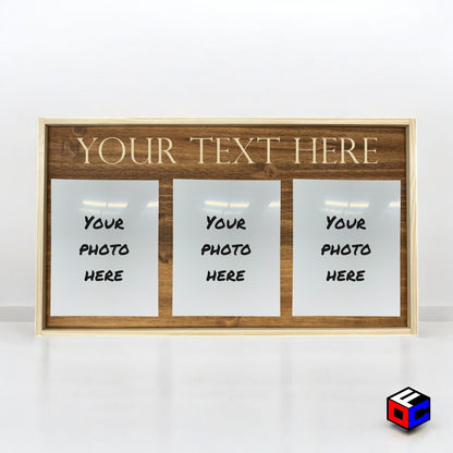 Personalized Triple Small Metal Photo in Magnetic Shadow Frame with Custom Engraving - Personalized Gift - Wall Art