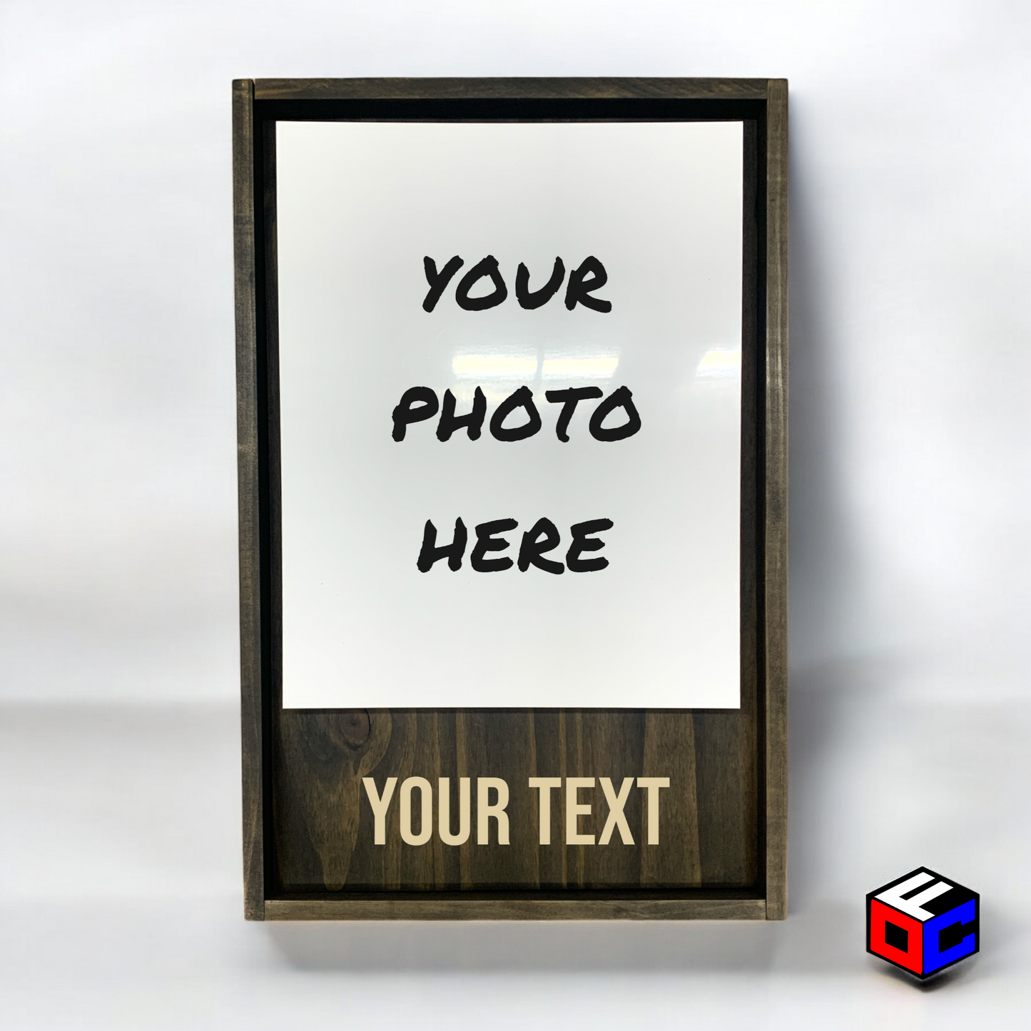 Personalized 8" x 10" Vertical Metal Photo in Magnetic Shadow Frame with Custom Engraving