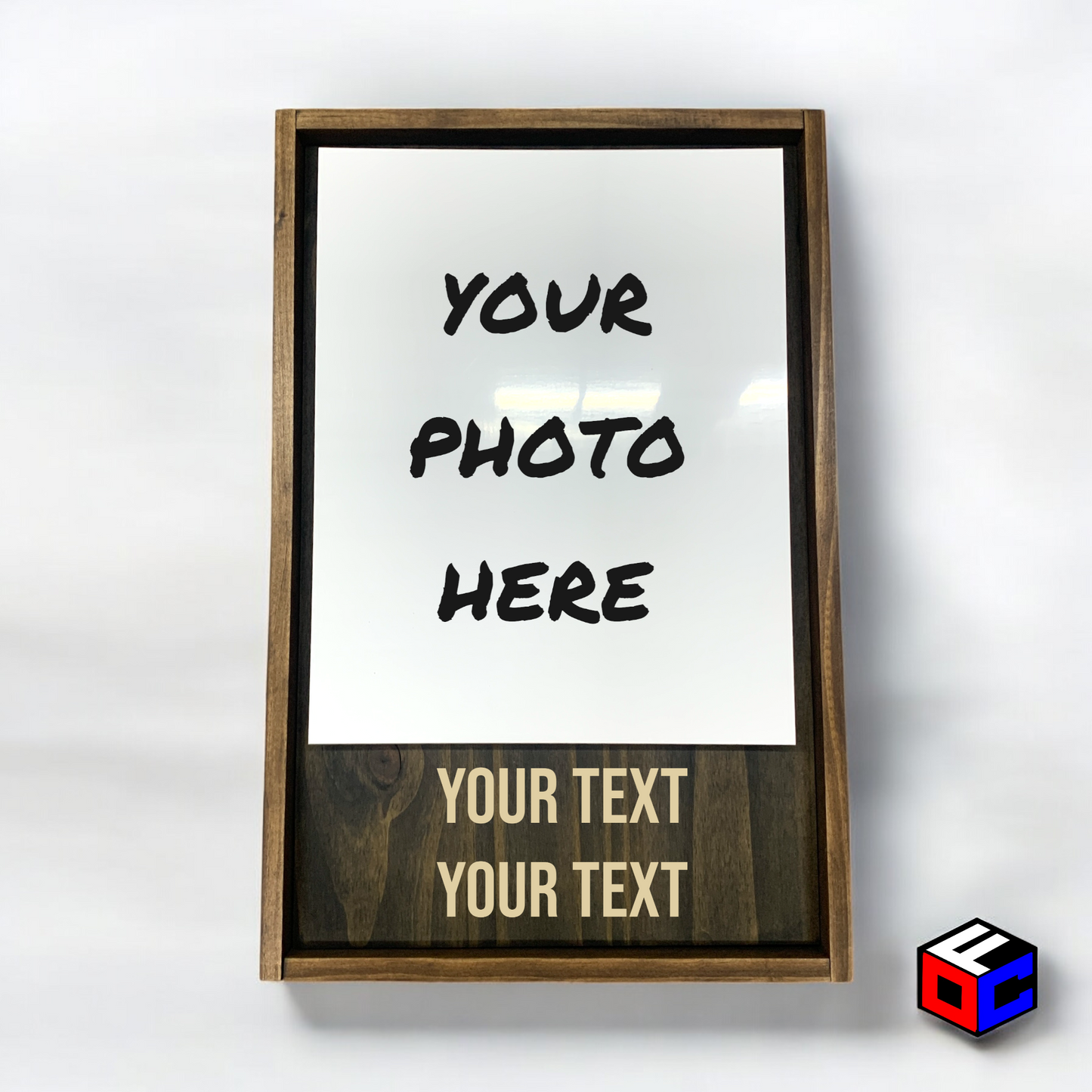 Personalized 11" x 14" Vertical Metal Photo in Magnetic Shadow Frame with Custom Engraving