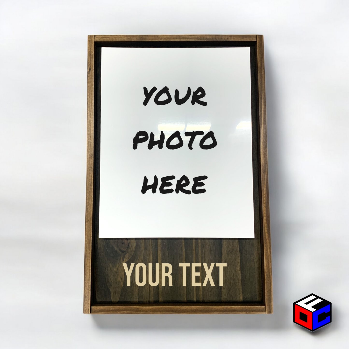 Personalized 8" x 10" Vertical Metal Photo in Magnetic Shadow Frame with Custom Engraving