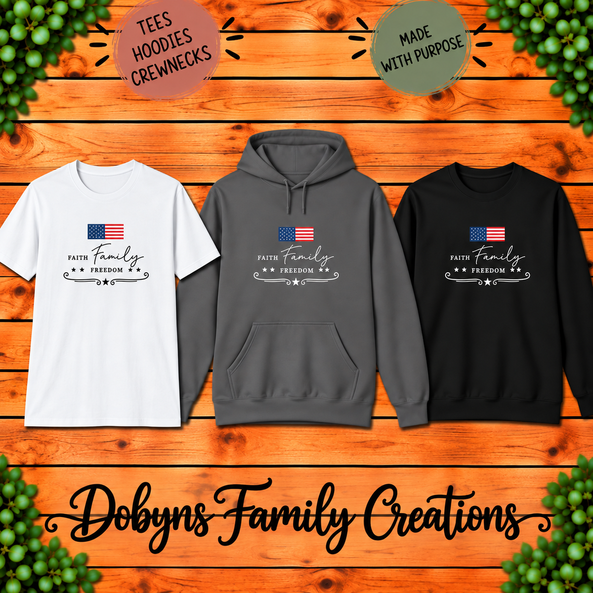 Faith Family Freedom | Christian Patriotic Shirt, Crewneck & Hoodie