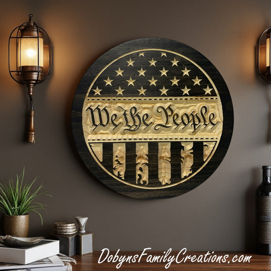 We the People Distress Flag Engraved Sign