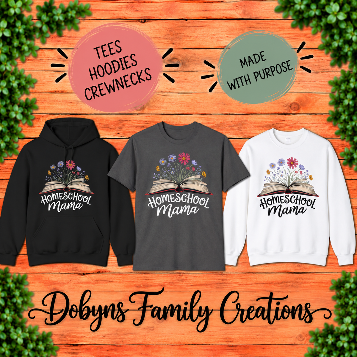 Homeschool Mama | Floral Book Shirt, Crewneck & Hoodie
