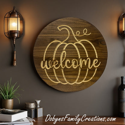 Welcome Pumpkin Engraved Sign