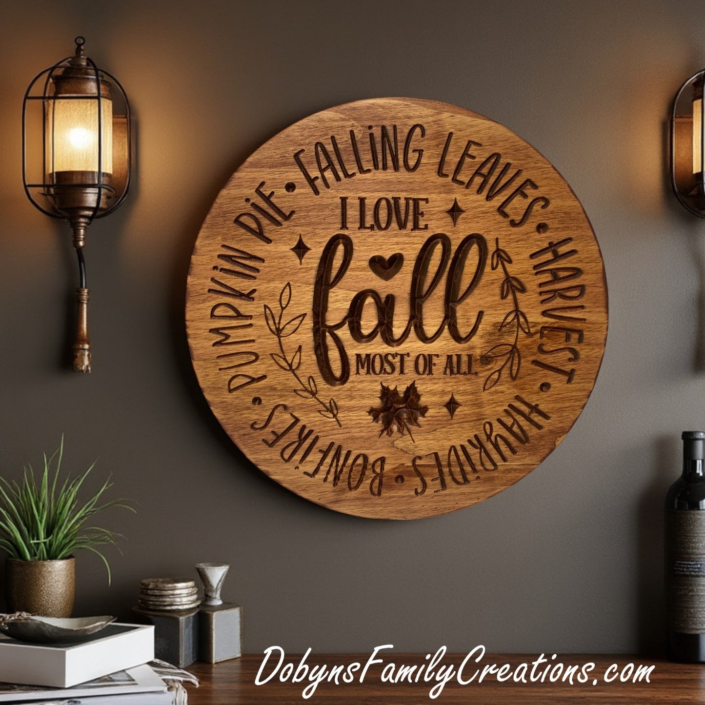 I Love Fall Most of All Engraved Sign