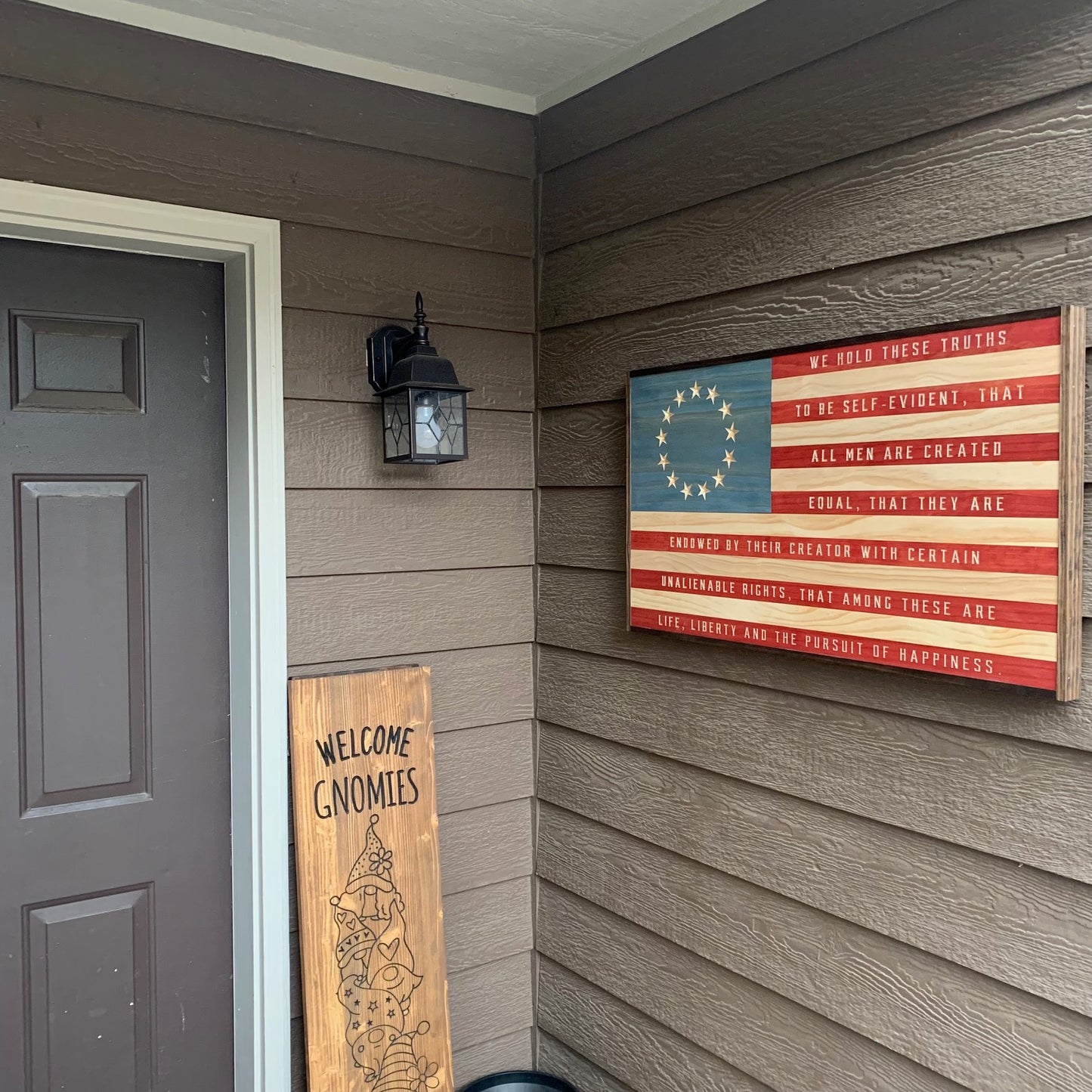 Thin Red Line Engraved USA Flag with Frame