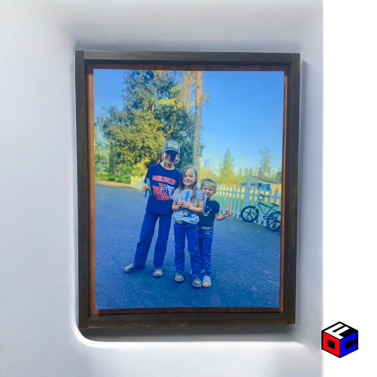 Personalized 11" x 14" Metal Photo in Magnetic Shadow Frame