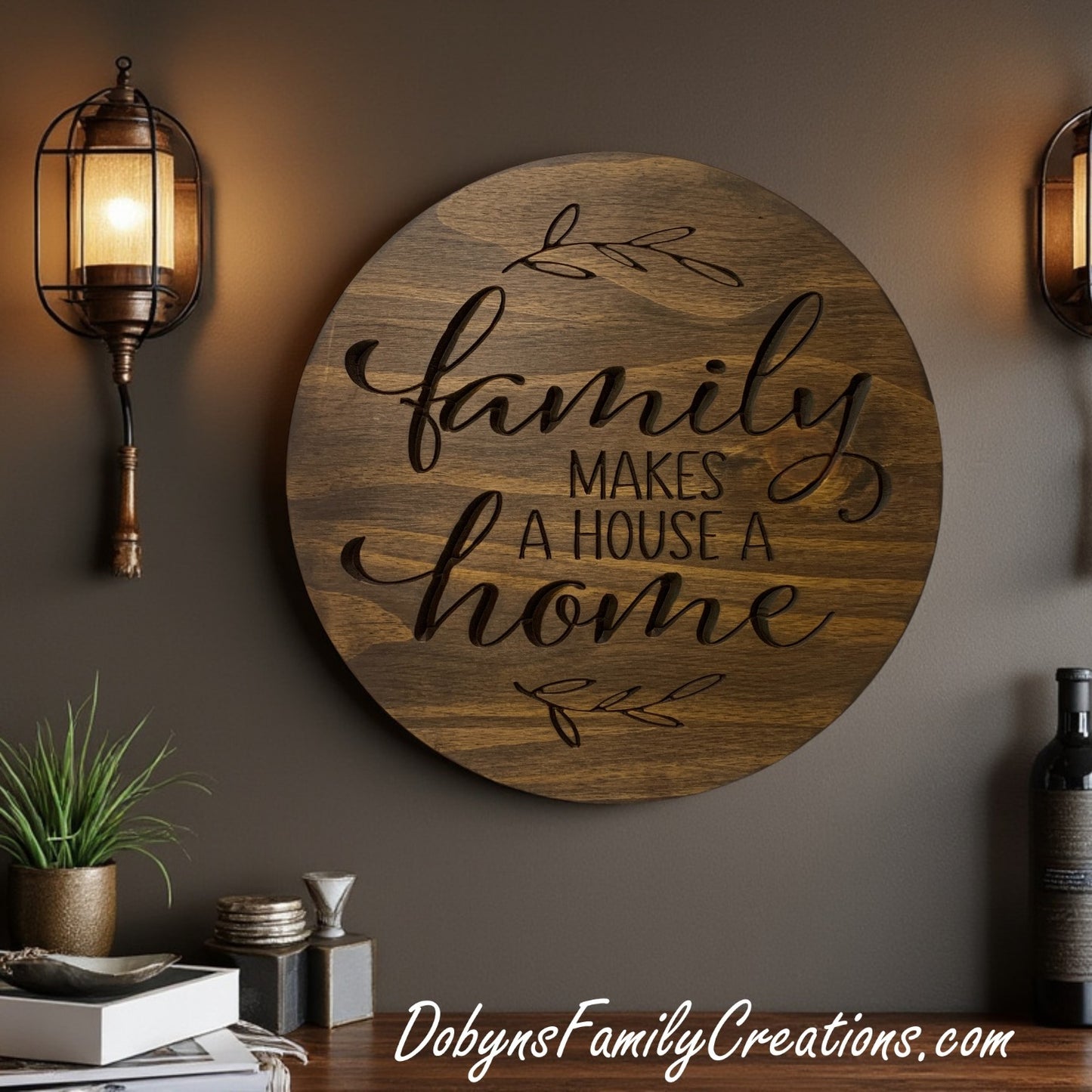 Family Makes A House A Home Engraved Sign