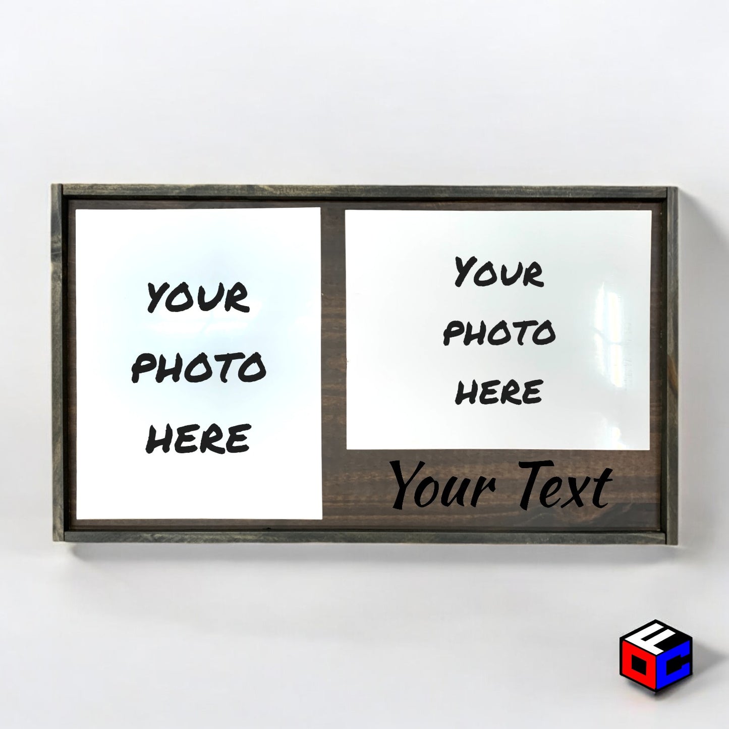 Personalized 11" x 14" Double Metal Photo in Magnetic Shadow Frame with Custom Engraving