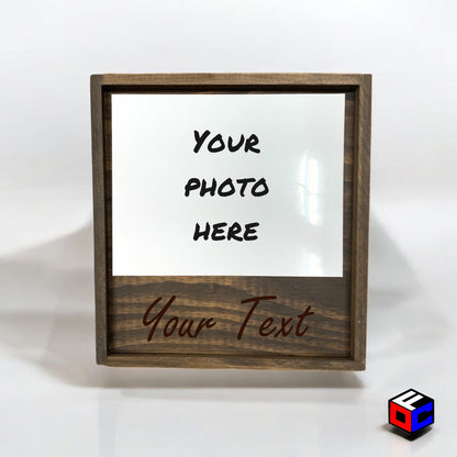 Personalized Horizontal Small Metal Photo in Magnetic Shadow Frame with Custom Engraving - Personalized Gift - Wall Art