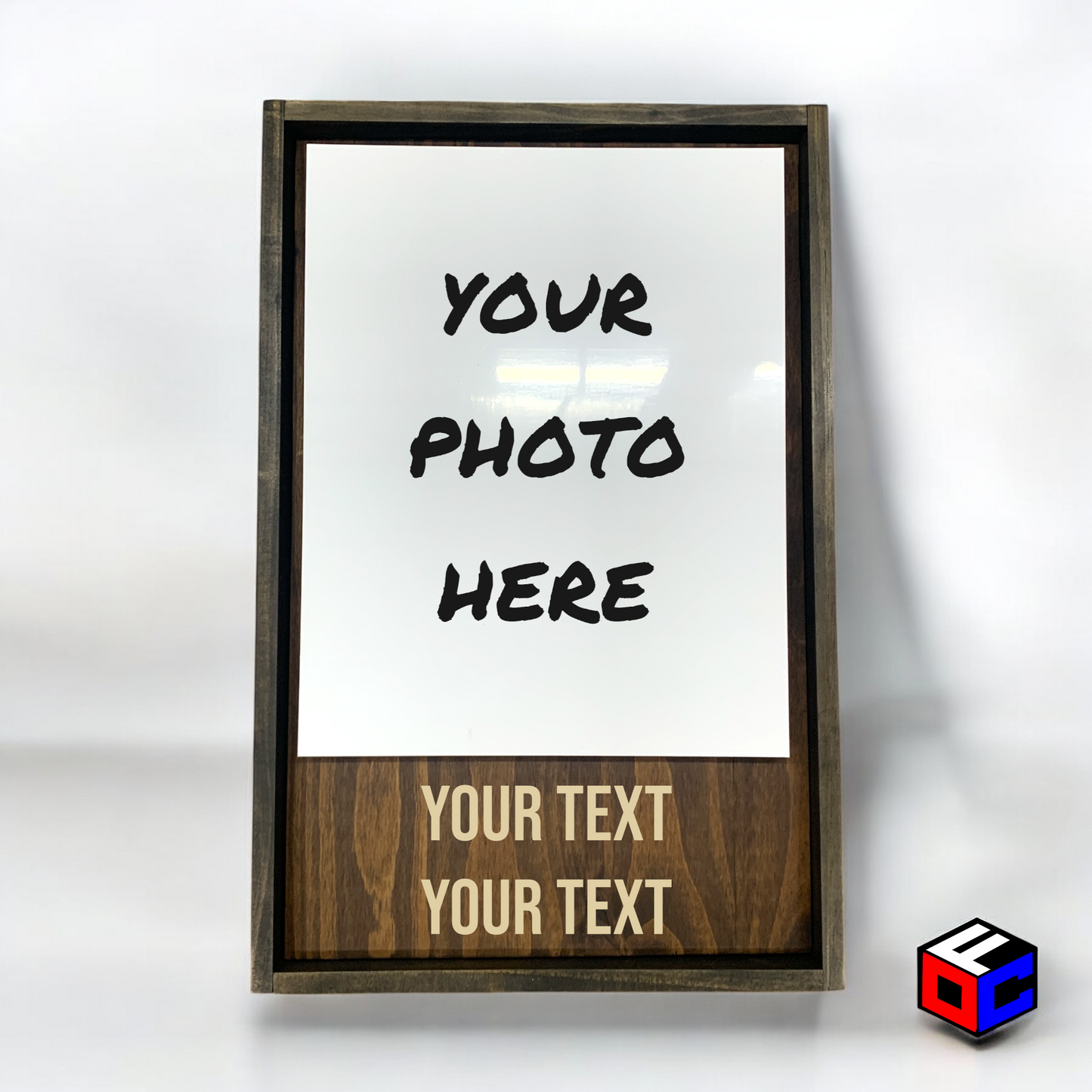 Personalized 11" x 14" Vertical Metal Photo in Magnetic Shadow Frame with Custom Engraving