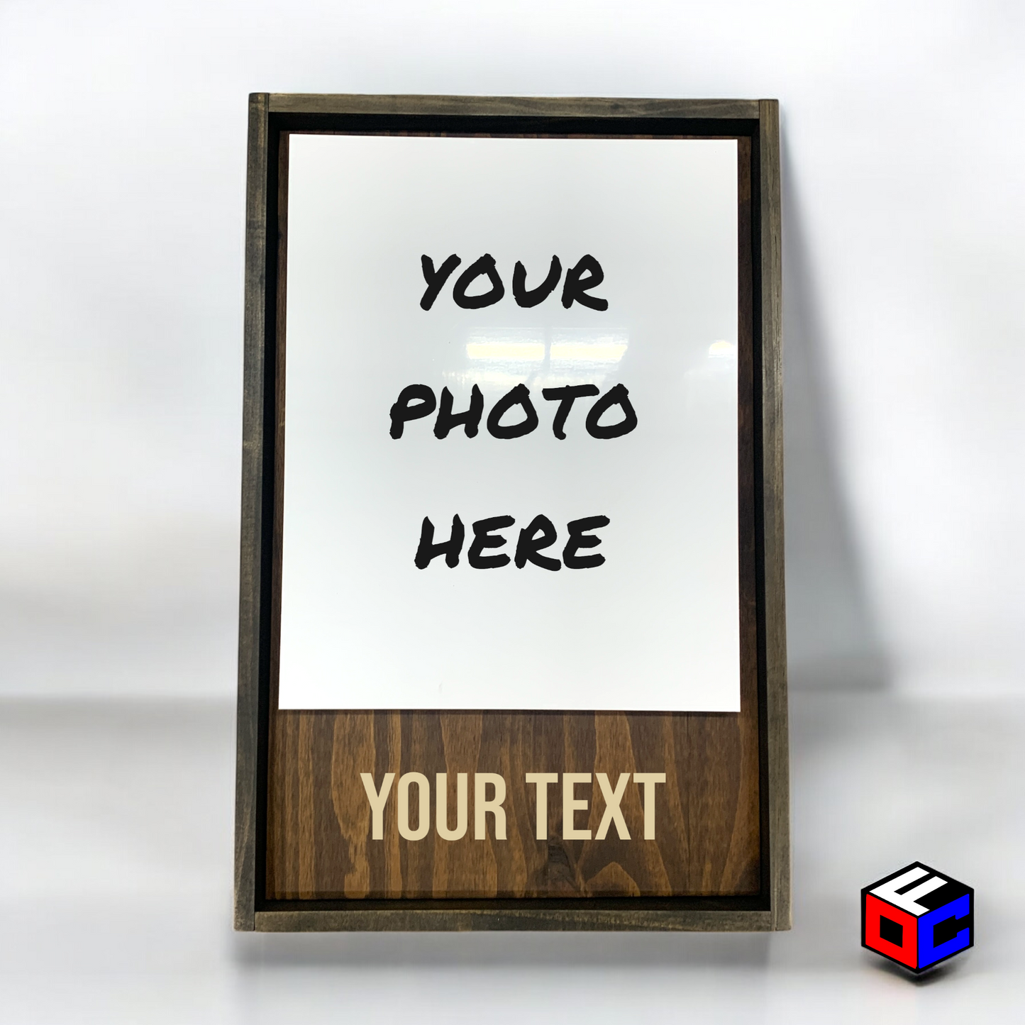 Personalized 8" x 10" Vertical Metal Photo in Magnetic Shadow Frame with Custom Engraving