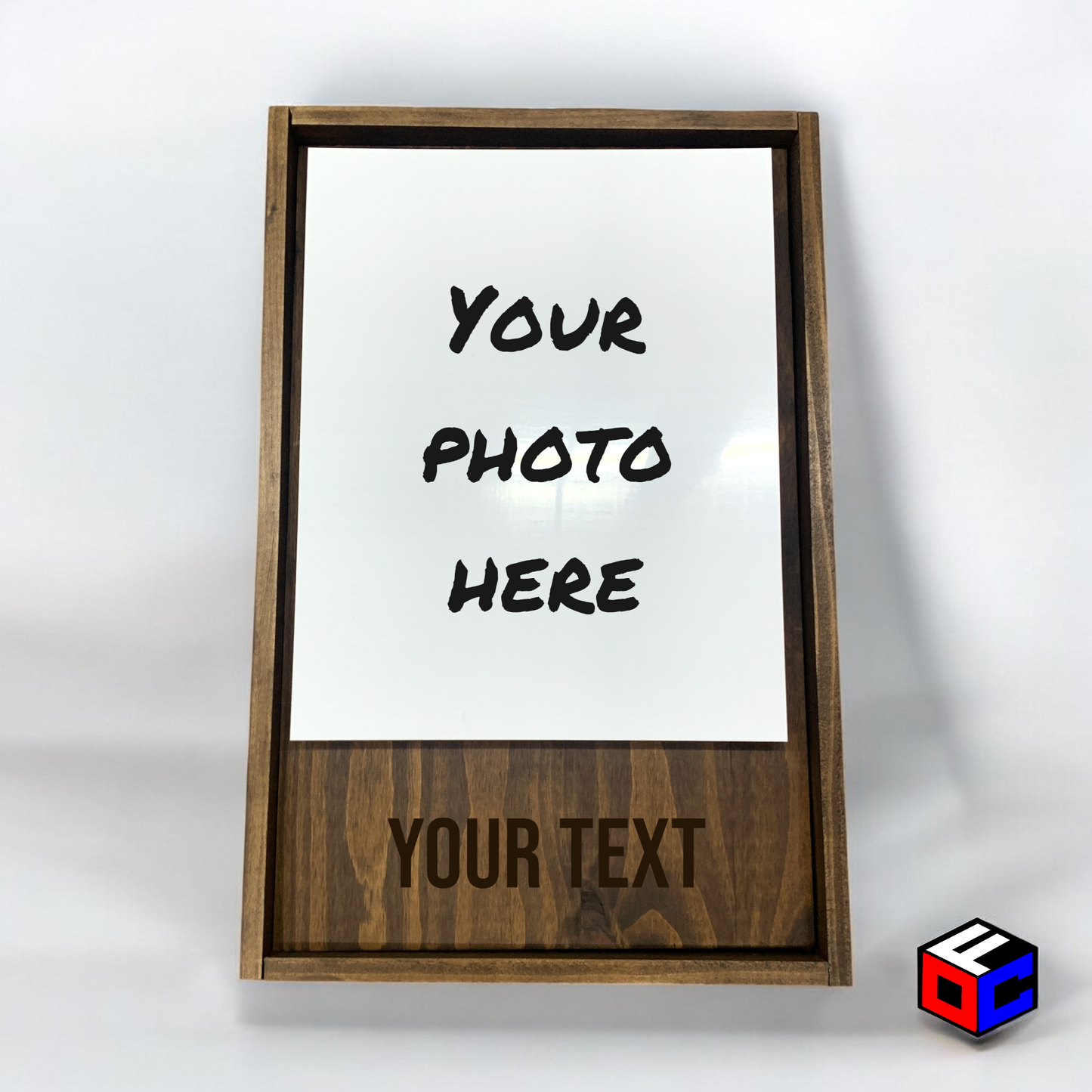 Personalized 8" x 10" Vertical Metal Photo in Magnetic Shadow Frame with Custom Engraving