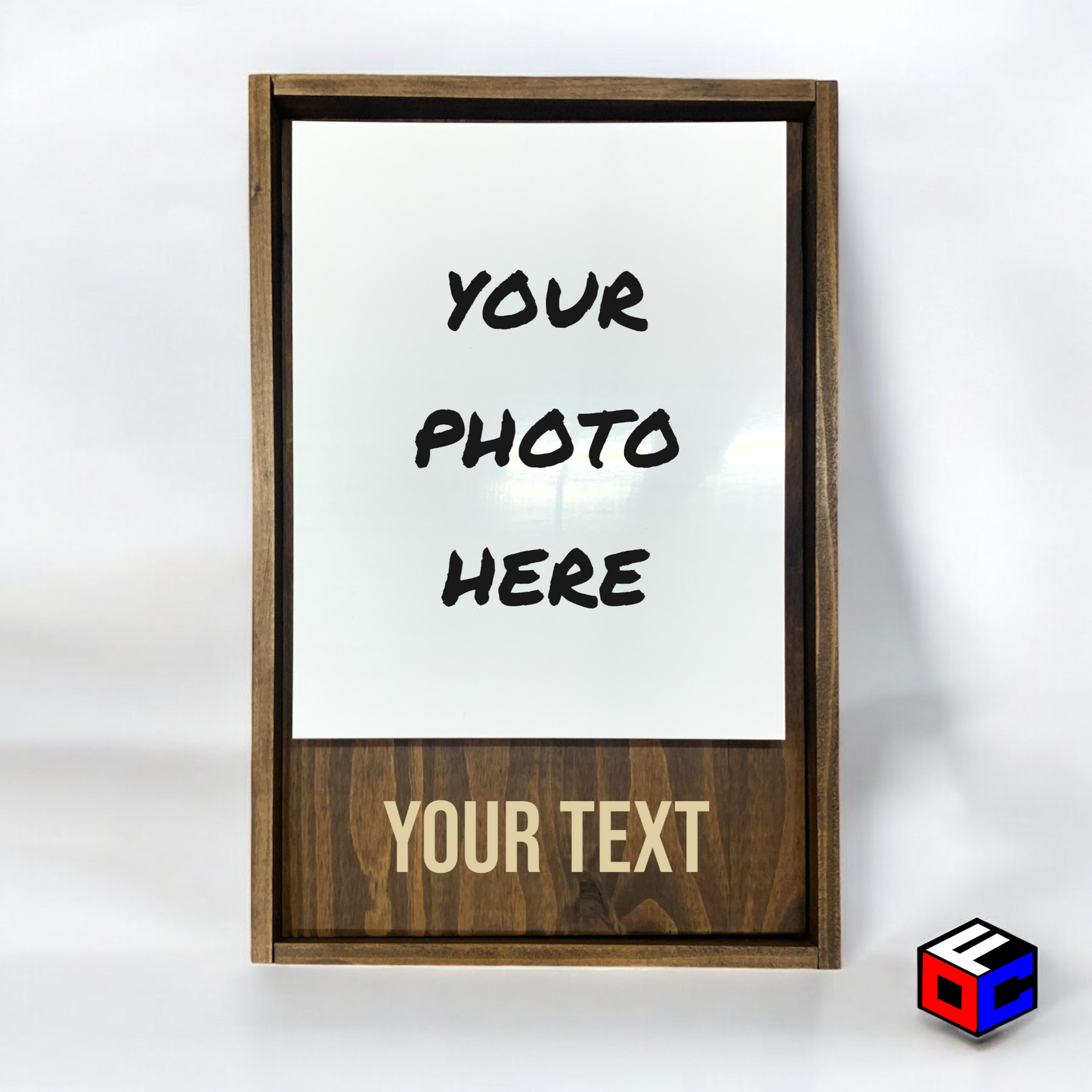 Personalized 8" x 10" Vertical Metal Photo in Magnetic Shadow Frame with Custom Engraving