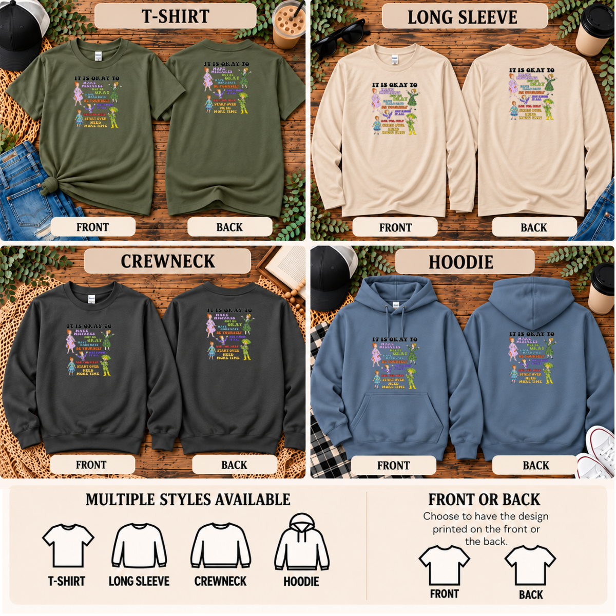 It Is Okay to Make Mistakes | Positive Learning T-Shirt, Long Sleeve, Crewneck & Hoodie