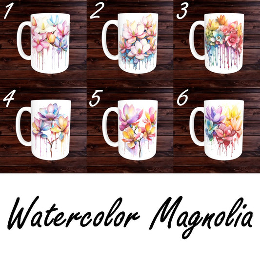 Watercolor Magnolia Mugs