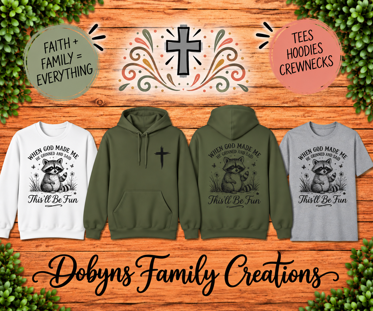 When God Made Me This’ll Be Fun | Funny Christian Raccoon Shirt, Crewneck & Hoodie